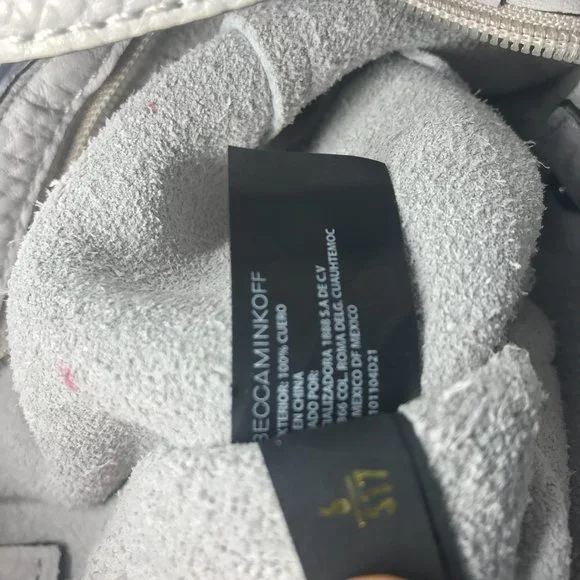 REBECCA MINKOFF Crossbody Bag Light Gray Leather Small 8X7 - Picture 15 of 16
